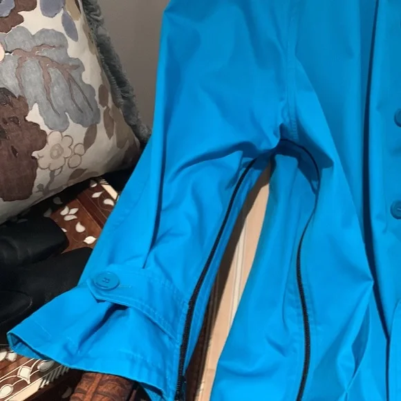 BALENCIAGA BLUE COTTON GABARDINE A-LINE TRENCH COAT W/BLACK ZIPPER ARM-HEMLINE 4 - Picture 7 of 16